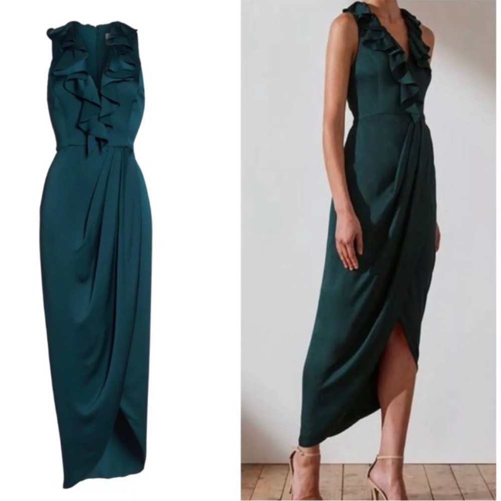 NWT SHONA JOY Plunge Frill Dress